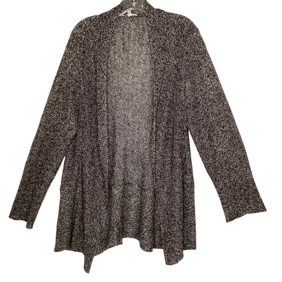 Eileen Fisher Sweaters - Eileen Fisher Women XL Black White Marled 100% Linen Open Front Cardigan Sweater